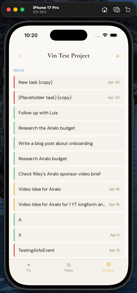 A board's cards on iPhone